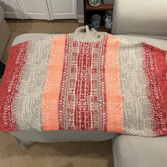 Caslon Jacquard Oversized Knit Boxy Poncho Sunset Colors SX/S - Picture 7 of 10